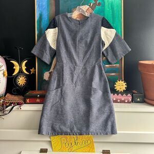Jennifer Glasgow Y2K Boho Blue Dress with Contrast Sleeves XS